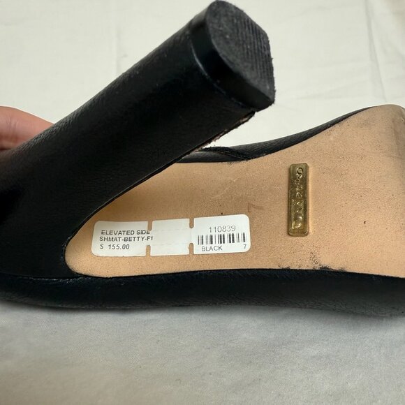 Matiko Betty Black Leather Elevated Side Slip On Peep Toe Bootie Pump Size 7 - Picture 11 of 12